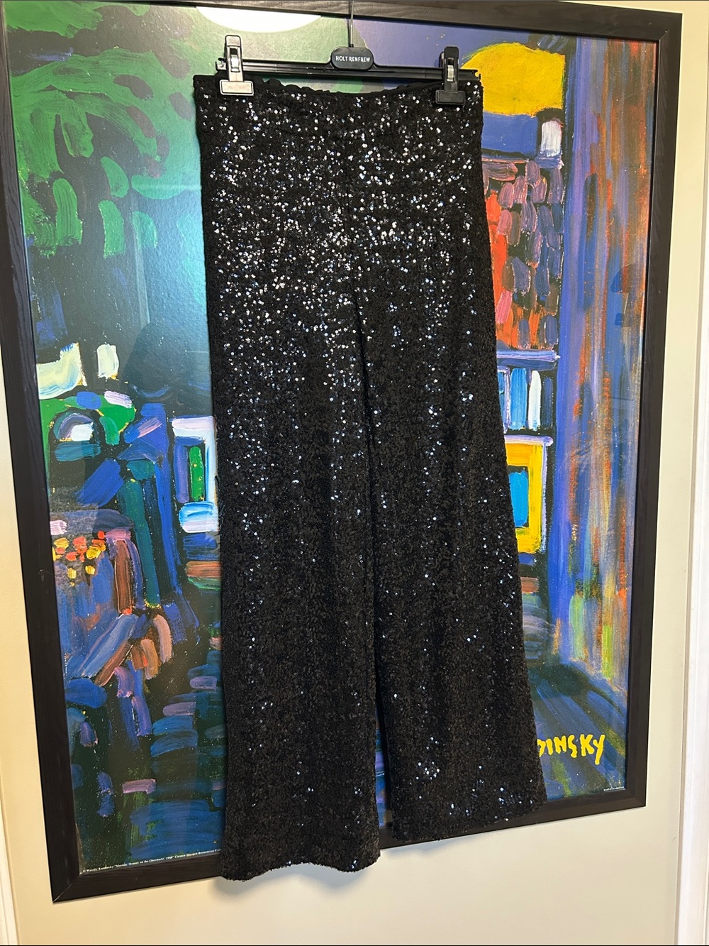 House of Harlow 1960 Black Sequin Wide-Leg Pants